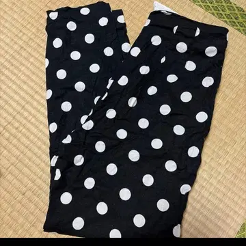 ZARA 도트 무늬 와이드 팬츠 블랙 S