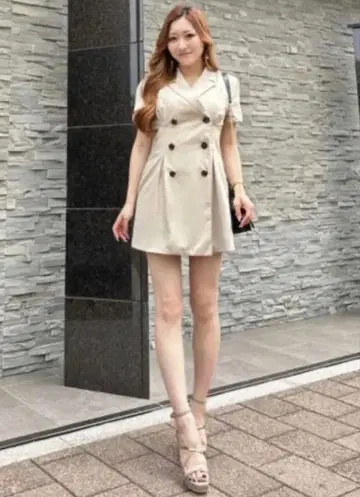 립서비스 하프 슬리브 자켓 원피스