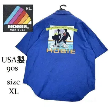 90s USA제 HOBIE 오픈 카라 셔츠 XL 서핑 양면 프린트