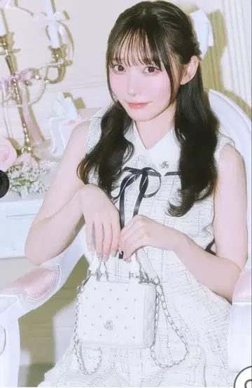 미셸 마카롱 반짝이 트위드 미니 원피스