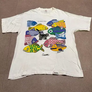 Crazy shirts 크리밤캣 반팔 t셔츠 화이트 괌 90s