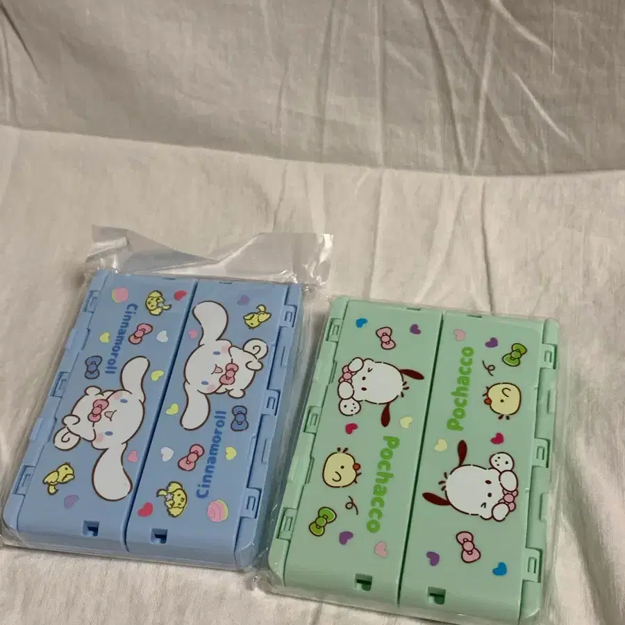 산리오 포차코 시나모롤 접이식 수납함 민트/하늘