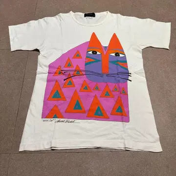 laurel burch 로럴버치 반팔 티셔츠 화이트 아트 빈티지
