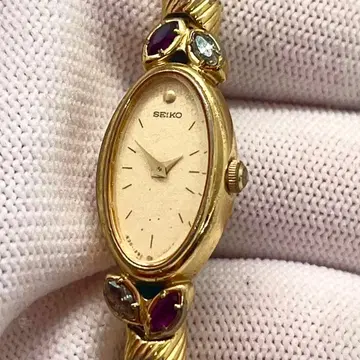 1 작동 SEIKO 손목시계 컬러 스톤 블레스 골드 앤티크