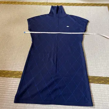 LACOSTE SPORT 하이넥 니트 원피스 네이비