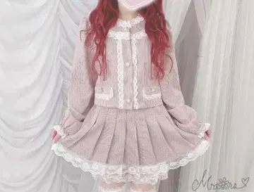 택 포함 새상품 Princess Melody 하운드투스 패턴 플리츠 미니 치마바지