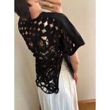 mukasa 무카사 EMBROIDERY 코드 레이스 블라우스 블랙