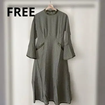 파이핑 디자인 시어 체크 플레어 원피스
