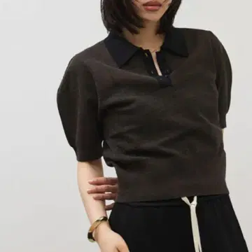 스키퍼 피케 셔츠 반팔 다크 브라운