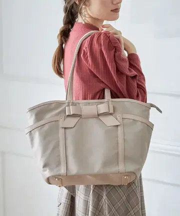 tocco closet 리본 포함 가죽 파이핑 나일론 백 그레이지