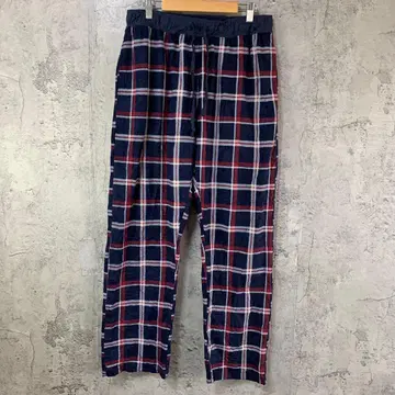 B3974 구제 의류 체크 파자마 팬츠 네이비 빨간색 화이트 90s Y2K