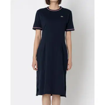 [미사용 새상품] LACOSTE 라인 리브 T셔츠 드레스 원피스