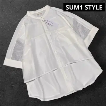미사용 새상품 SUM1 STYLE 메쉬 절개 시어 블라우스