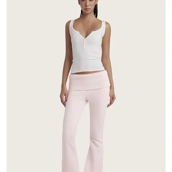 Daily Soft Henley Sleeveless Top, White