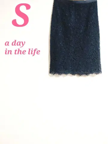 a day in the life 꽃무늬 레이스 타이트 스커트 네이비 S