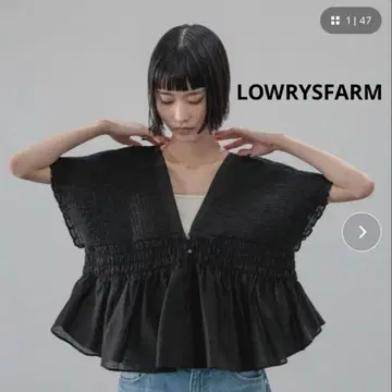 새상품 택 포함 로리즈팜 요우류 셔링 숏 프렌치 슬리브