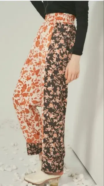 PUBLIC TOKYO 빈티지 플라워 와이드 파자마 팬츠 (세탁 가능)
