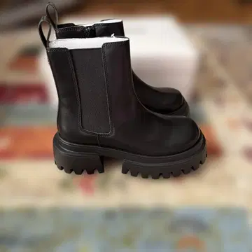 MARY QUANT 사이드 고어 부츠 통굽 블랙
