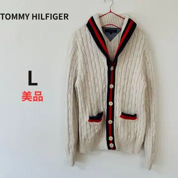 [ 새상품급 ] 타미힐피거 케이블 짜임 숄카라 가디건 L