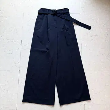 PLST 턱 와이드 팬츠 벨트 XS 네이비