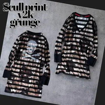 archive striped scull print tee y2k punk