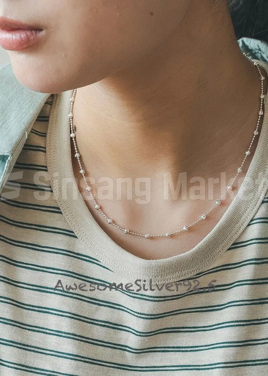 [빠른발송] N실버925각진볼 체인 컷팅 볼 이태리 체인 목걸이