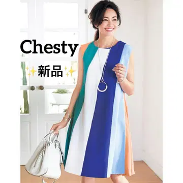 [ 새상품 ] Chesty 체스티 멀티 컬러 슬리브리스 원피스 사이즈 1