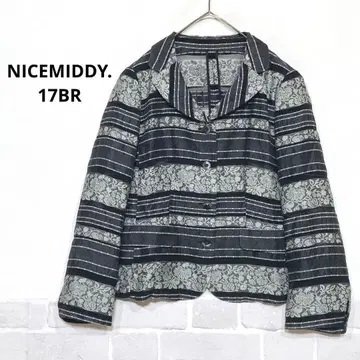 NICEMIDDY 자켓 꽃무늬 시어한 느낌 일본제 17BR 블랙 계열 J766