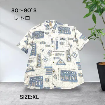 3213 80~90'S 레트로 올 패턴 반팔 셔츠 XL