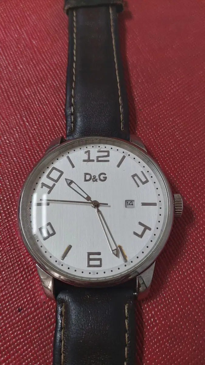 D&G 시계 가죽 밴드 화이트 남성용 7/31