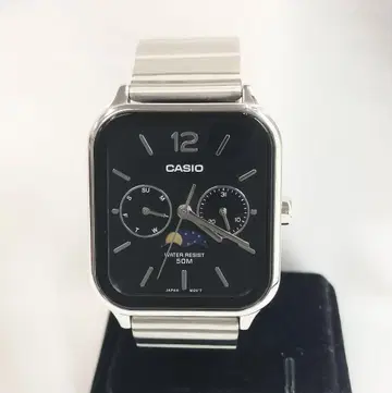 [ S ] CASIO 카시오 문페이즈 쿼츠 블랙 다이얼 작동품 현 상태품
