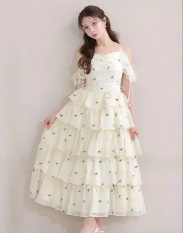 Mmeeme Lame 쉬폰 리본 슬릿 원피스