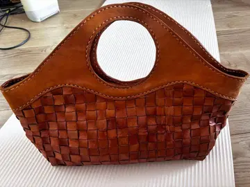 로비타 가죽 메쉬 토트백 브라운 대용량