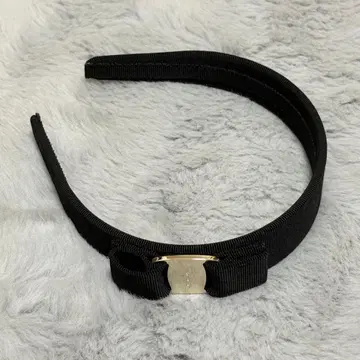 [ Ferragamo ] 머리띠 바라 리본 블랙