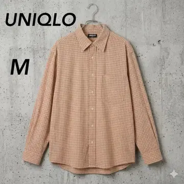 올드 유니클로 네이비 택 체크 셔츠 베이지 90s 빈티지 M