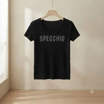 SPECCHIO 플리츠 가공 큐빅 로고 블랙 M