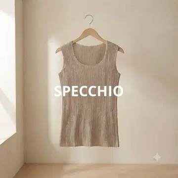 SPECCHIO 플리츠 가공 슬리브리스 상의 베이지 M