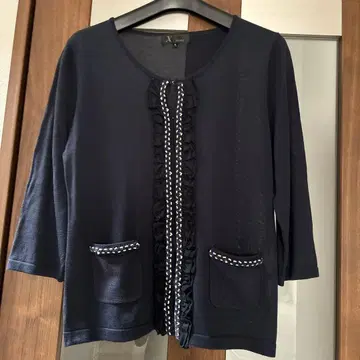 X.MORE 가디건 네이비 프릴 비쥬 고급 L