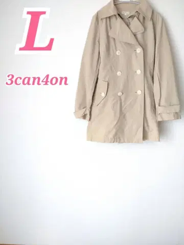 3can4on 트렌치코트 베이지 더블 버튼 L 사이즈 깔끔한 코디