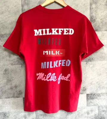 새상품 MILKFED 밀크페도 T셔츠 로고 그래픽 레드 반팔 빨간색