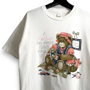 구제 의류 VINTAGE 90s 테디베어 애니멀 프린트T 화이트 M23