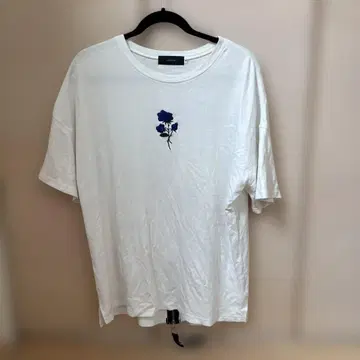 COOOPER 로즈 자수 백 지퍼 T셔츠 화이트 S
