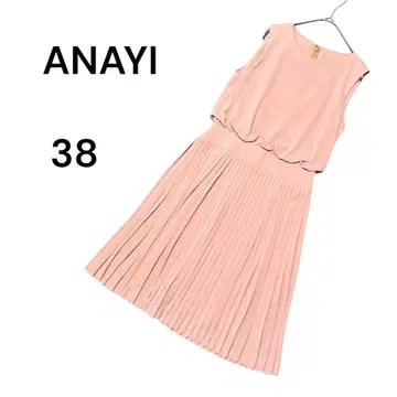 [새상품급] 아나이 ANAYI 슬리브리스 플리츠 원피스 핑크 무릎 기장