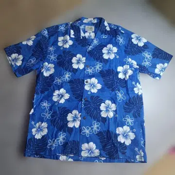 [ 새상품급 ] HO ALOHA 아로하 셔츠 블루 하이비스커스