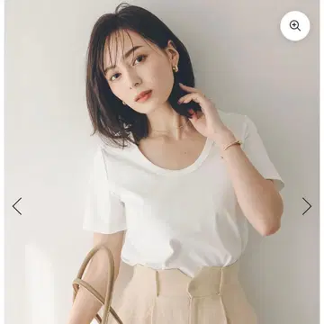 anuans 실크 터치 코튼 U넥 T셔츠 화이트 M