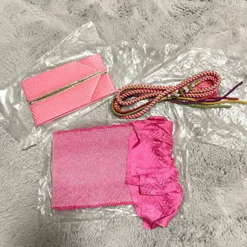 [새상품급] 다테에리 오비 장식 천 허리띠 핑크 성인식 3종 세트