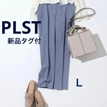 택 포함 새상품 PLST 플라스테 린넨 블렌드 스틱 팬츠 블루 L