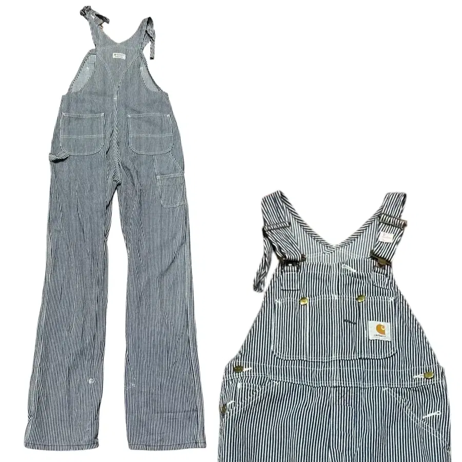 (바배) Carhartt 칼하트 스트라이프 데님 오버롤 멜빵바지