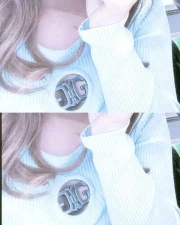 GYDA 리브 니트 긴팔 크롭 블루