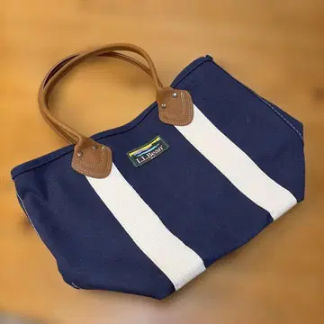 L.L.Bean 토트백 네이비 캔버스 가죽 클래식
